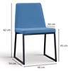 Cadeira Estofada Base Aço Preto F37 Linho Azul Jeans Dmobiliario