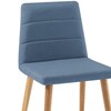 Cadeira Estofada Base Madeira F58 Linho Azul Jeans Dmobiliario