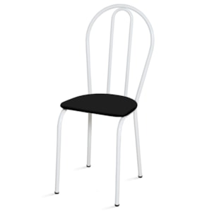 Cadeira Tubular America 004 Branco Assento Preto ARTEF