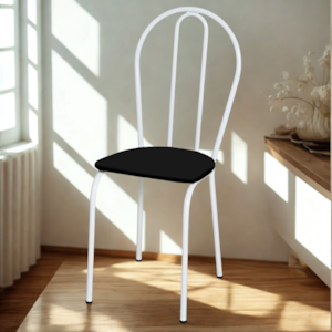 Cadeira Tubular America 004 Branco Assento Preto ARTEF