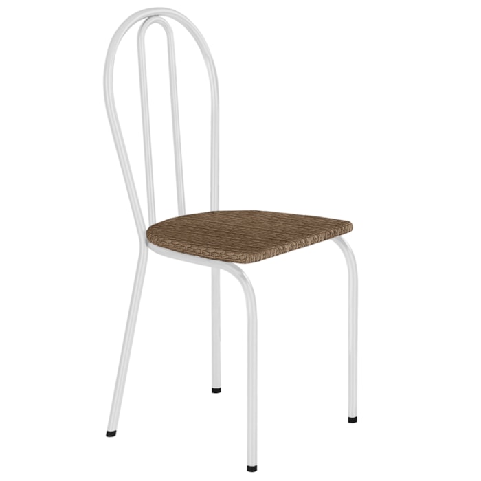 Cadeira Tubular America 004 Branco Assento Rattan ARTEF