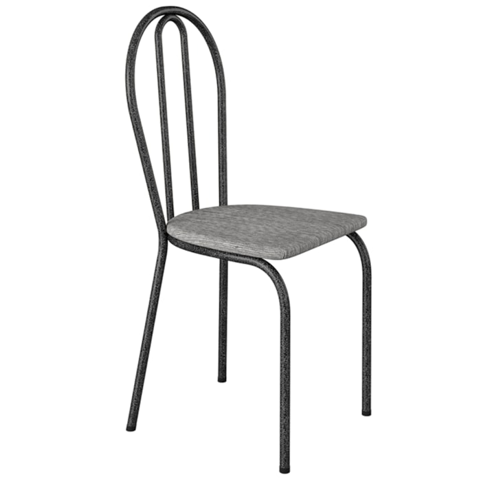 Cadeira Tubular America 004 Cromo Preto Assento Grafiato ARTEF