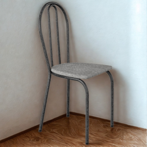 Cadeira Tubular America 004 Cromo Preto Assento Grafiato ARTEF