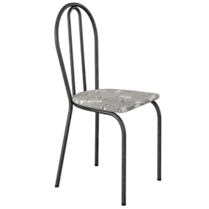 Cadeira Tubular America 004 Cromo Preto Assento Iguatemi Branco ARTEF