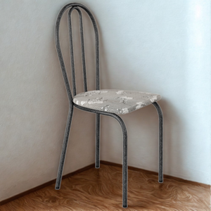 Cadeira Tubular America 004 Cromo Preto Assento Iguatemi Branco ARTEF