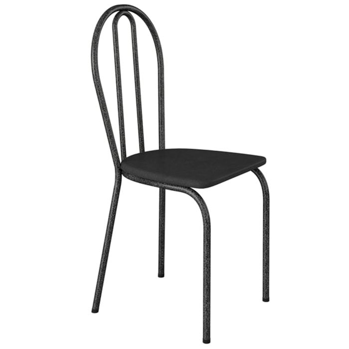 Cadeira Tubular America 004 Cromo Preto Assento Preto ARTEF