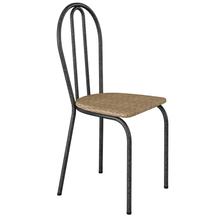 Cadeira Tubular America 004 Cromo Preto Assento Rattan ARTEF