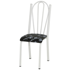 Cadeira Tubular America 021 Branco Assento Preto Flor ARTEF