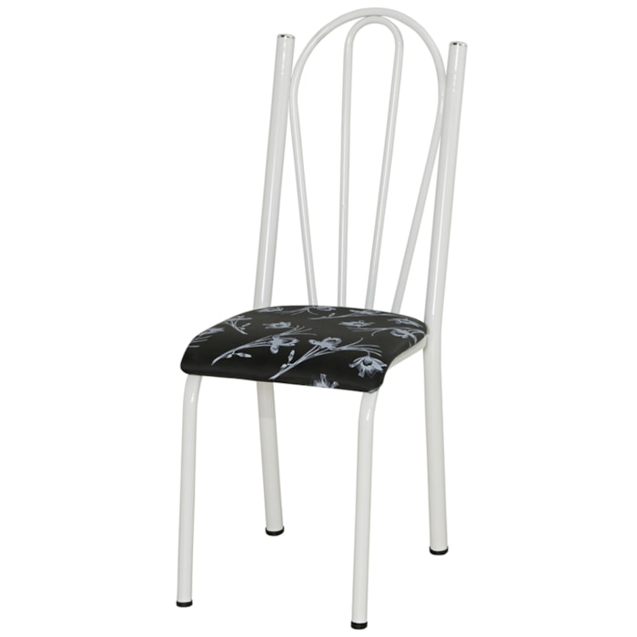 Cadeira Tubular America 021 Branco Assento Preto Flor ARTEF
