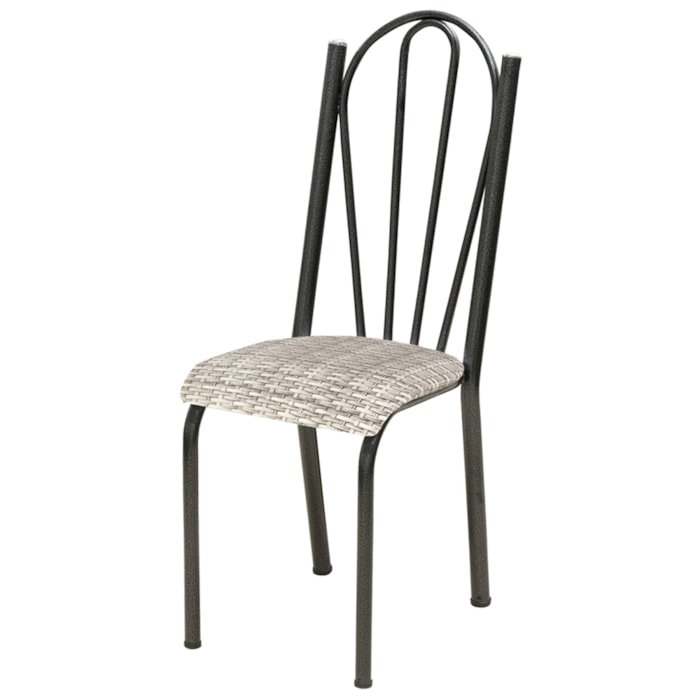 Cadeira Tubular America 021 Cromo Preto Assento Rattan ARTEF