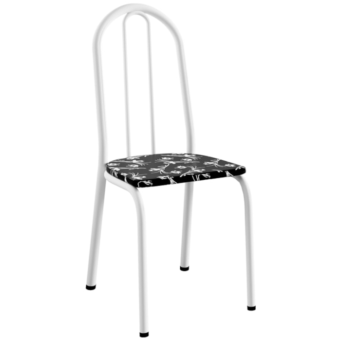 Cadeira Tubular America 050 Branco Assento Preto Flor ARTEF