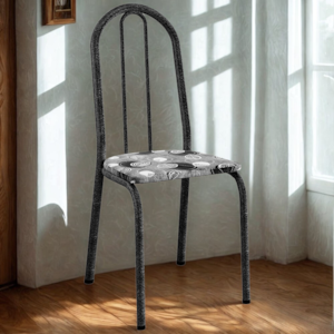 Cadeira Tubular America 050 Cromo Preto Assento Pará ARTEF