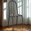Cadeira Tubular America 050 Cromo Preto Assento Preto Flor ARTEF
