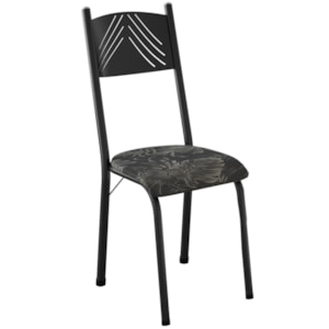 Cadeira Tubular America 051 Preto Assento Floral Dourado ARTEF