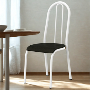 Cadeira Tubular America 056 Branco Assento Preto ARTEF