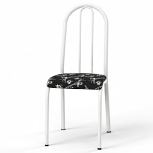 Cadeira Tubular America 056 Branco Assento Preto Flor ARTEF