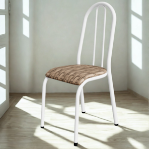 Cadeira Tubular America 056 Branco Assento Rattan ARTEF