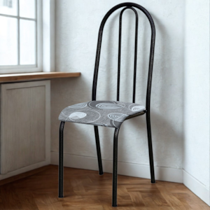 Cadeira Tubular America 056 Cromo Preto Assento Pará ARTEF