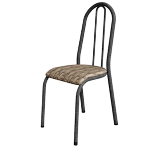Cadeira Tubular America 056 Cromo Preto Assento Rattan ARTEF