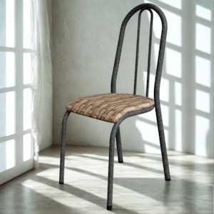 Cadeira Tubular America 056 Cromo Preto Assento Rattan ARTEF