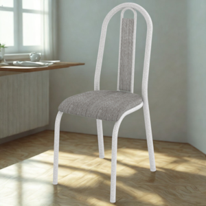 Cadeira Tubular America 058 Cromo Branco Assento Grafiato ARTEF