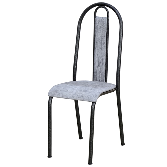 Cadeira Tubular America 058 Cromo Preto Assento Grafiato ARTEF