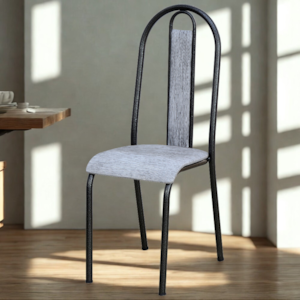 Cadeira Tubular America 058 Cromo Preto Assento Grafiato ARTEF