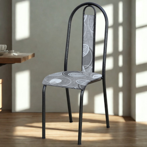 Cadeira Tubular America 058 Cromo Preto Assento Pará ARTEF