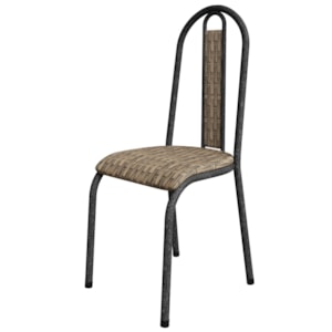 Cadeira Tubular America 058 Cromo Preto Assento Rattan ARTEF