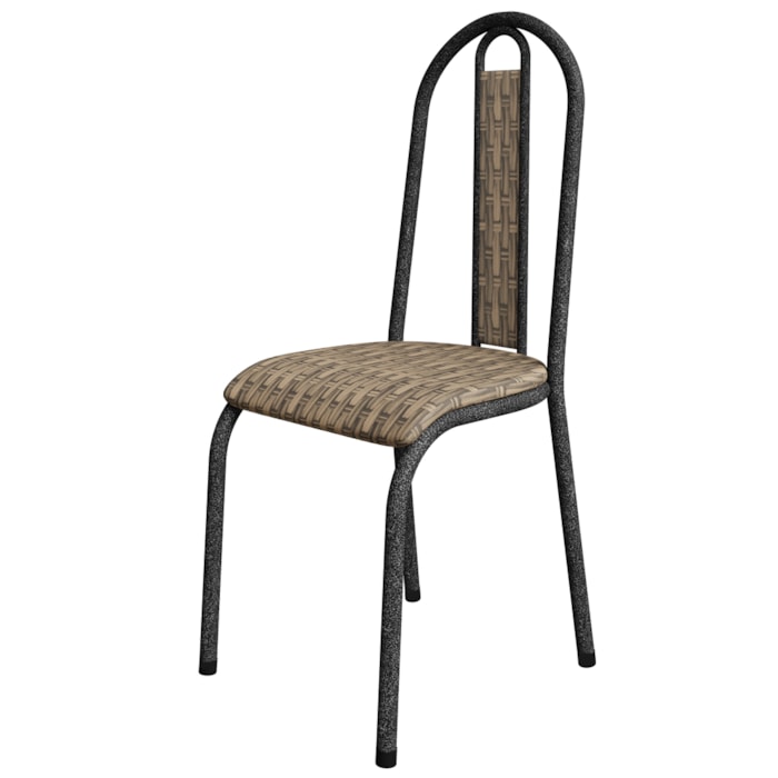 Cadeira Tubular America 058 Cromo Preto Assento Rattan ARTEF