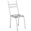Cadeira Tubular America 061 Branco Assento Floral Cinza ARTEF