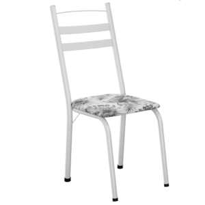 Cadeira Tubular America 061 Branco Assento Floral Cinza ARTEF