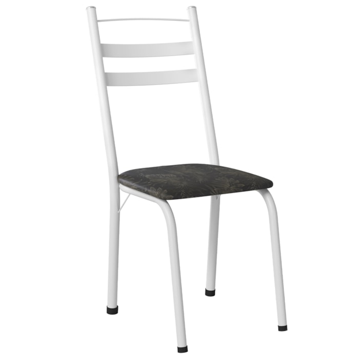 Cadeira Tubular America 061 Branco Assento Floral Dourado ARTEF