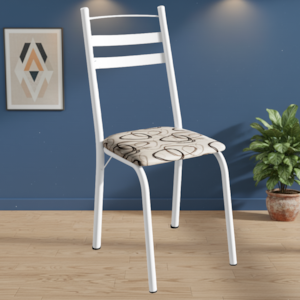 Cadeira Tubular America 061 Branco Assento Madeira Cedro ARTEF