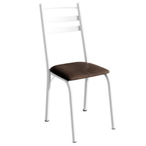 Cadeira Tubular America 061 Branco Assento Madeira Imbuia ARTEF