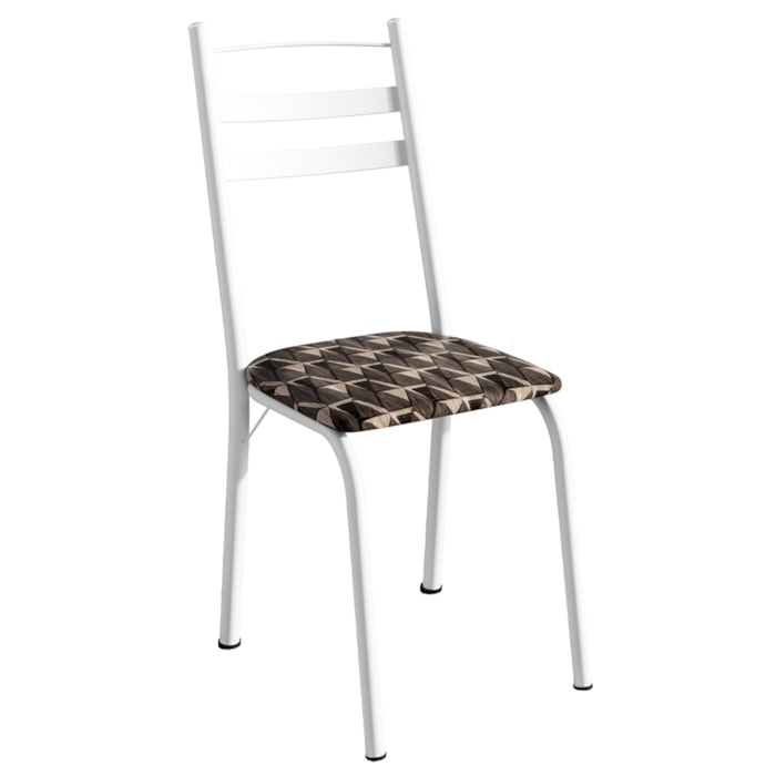 Cadeira Tubular America 061 Branco Assento Mosaico Palha ARTEF