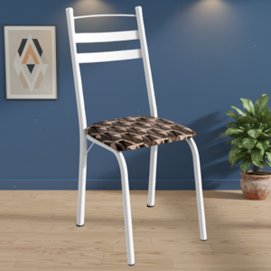 Cadeira Tubular America 061 Branco Assento Mosaico Palha ARTEF