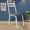 Cadeira Tubular America 061 Branco Assento Mosaico Silver ARTEF