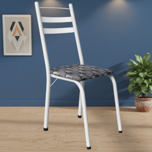 Cadeira Tubular America 061 Branco Assento Mosaico Silver ARTEF