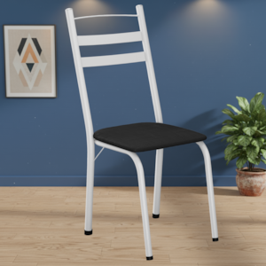 Cadeira Tubular America 061 Branco Assento Preto ARTEF