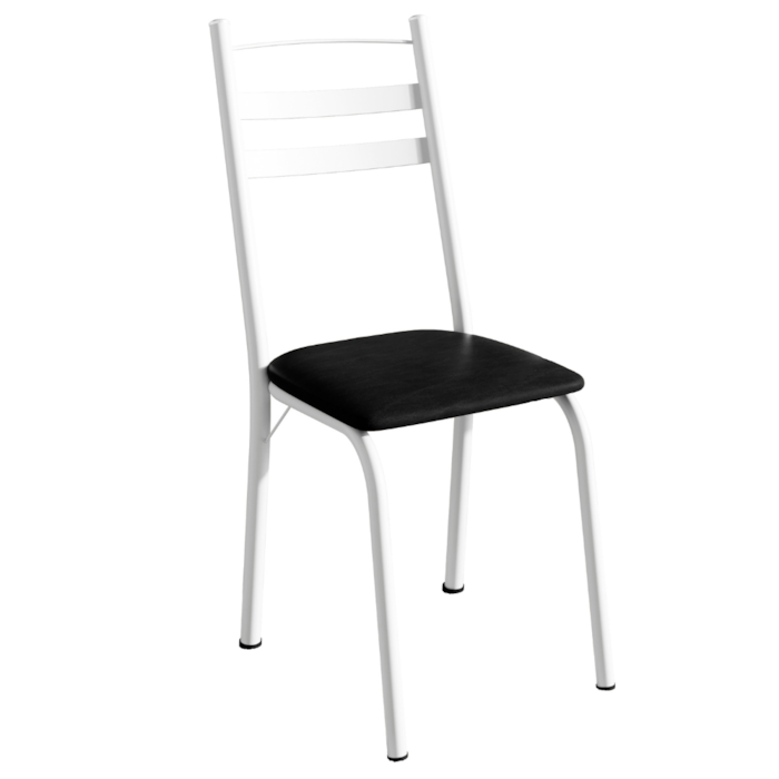 Cadeira Tubular America 061 Branco Assento Preto Brilhante ARTEF