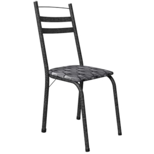 Cadeira Tubular America 061 Cromo Preto Assento Mosaico Silver ARTEF