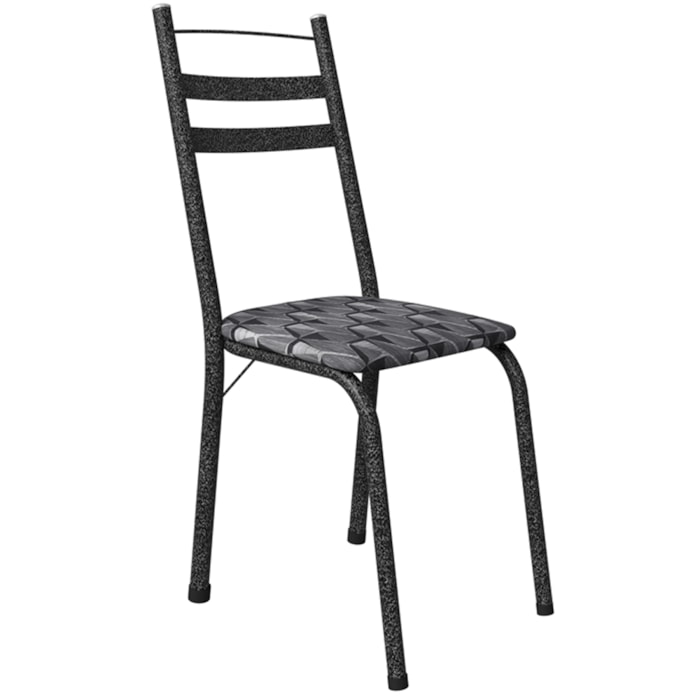 Cadeira Tubular America 061 Cromo Preto Assento Mosaico Silver ARTEF