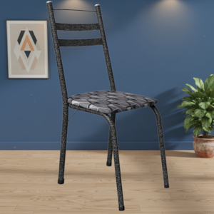 Cadeira Tubular America 061 Cromo Preto Assento Mosaico Silver ARTEF