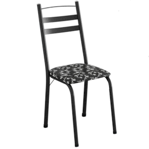 Cadeira Tubular America 061 Cromo Preto Assento Preto Flor ARTEF