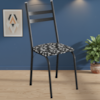 Cadeira Tubular America 061 Cromo Preto Assento Preto Flor ARTEF