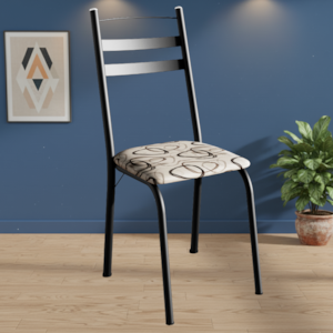 Cadeira Tubular America 061 Preto Assento Madeira Cedro ARTEF