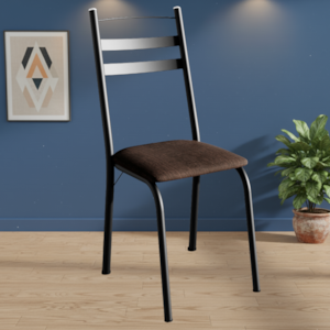 Cadeira Tubular America 061 Preto Assento Madeira Imbuia ARTEF