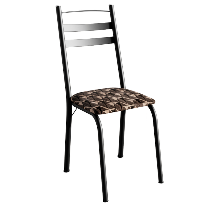 Cadeira Tubular America 061 Preto Assento Mosaico Palha ARTEF