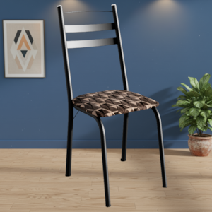 Cadeira Tubular America 061 Preto Assento Mosaico Palha ARTEF